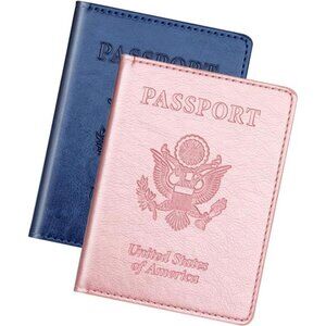 New Passport Holder 2Pcs, Passport Cover Wallet Case for Women Men Family